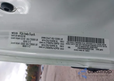 2017 Ram Promaster City Tradesman Slt из США, поврежденный, VIN ZFBERFBB0H6D87208